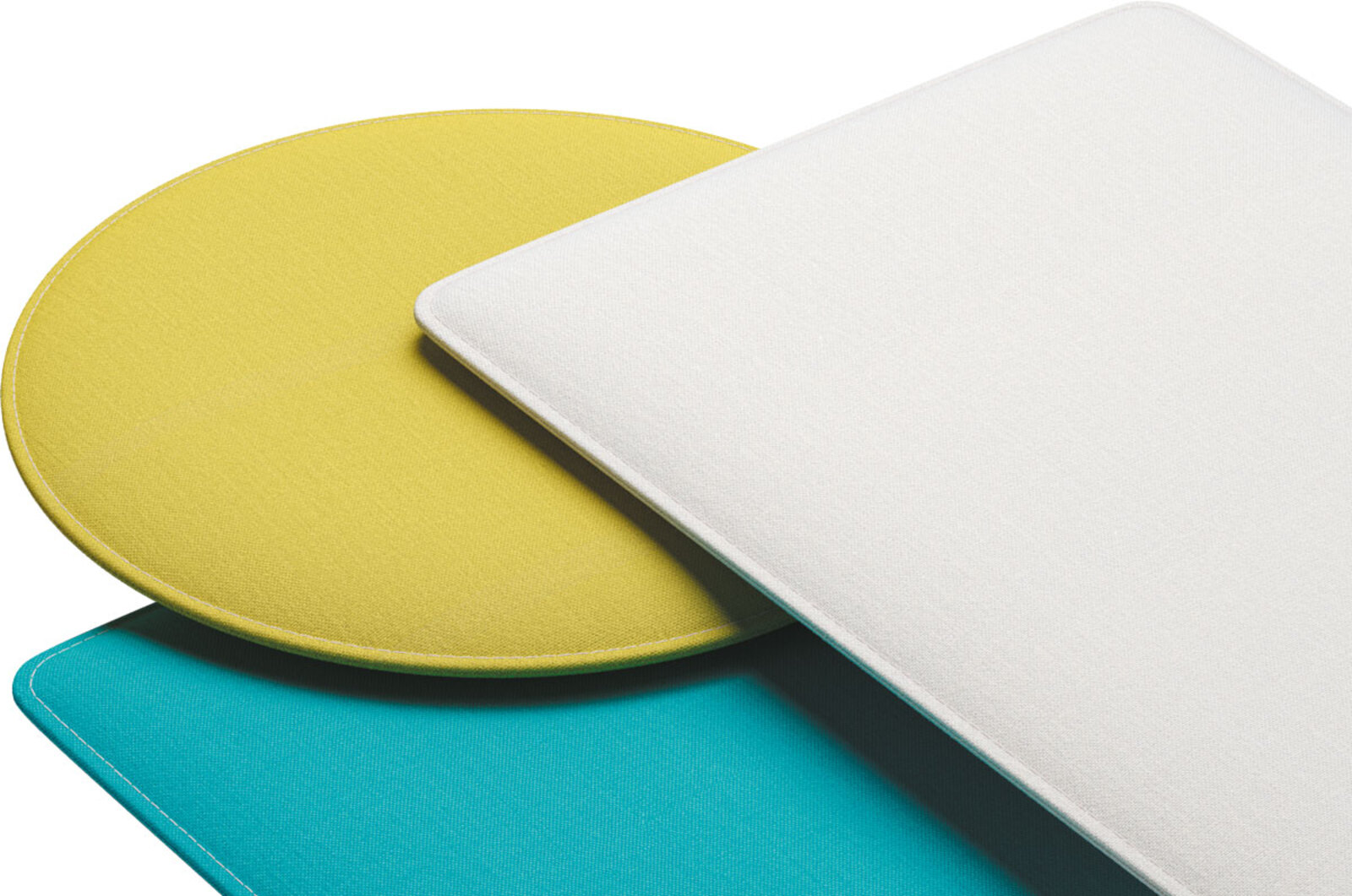 Pannelli Phonolook di colore azzurro, giallo e bianco